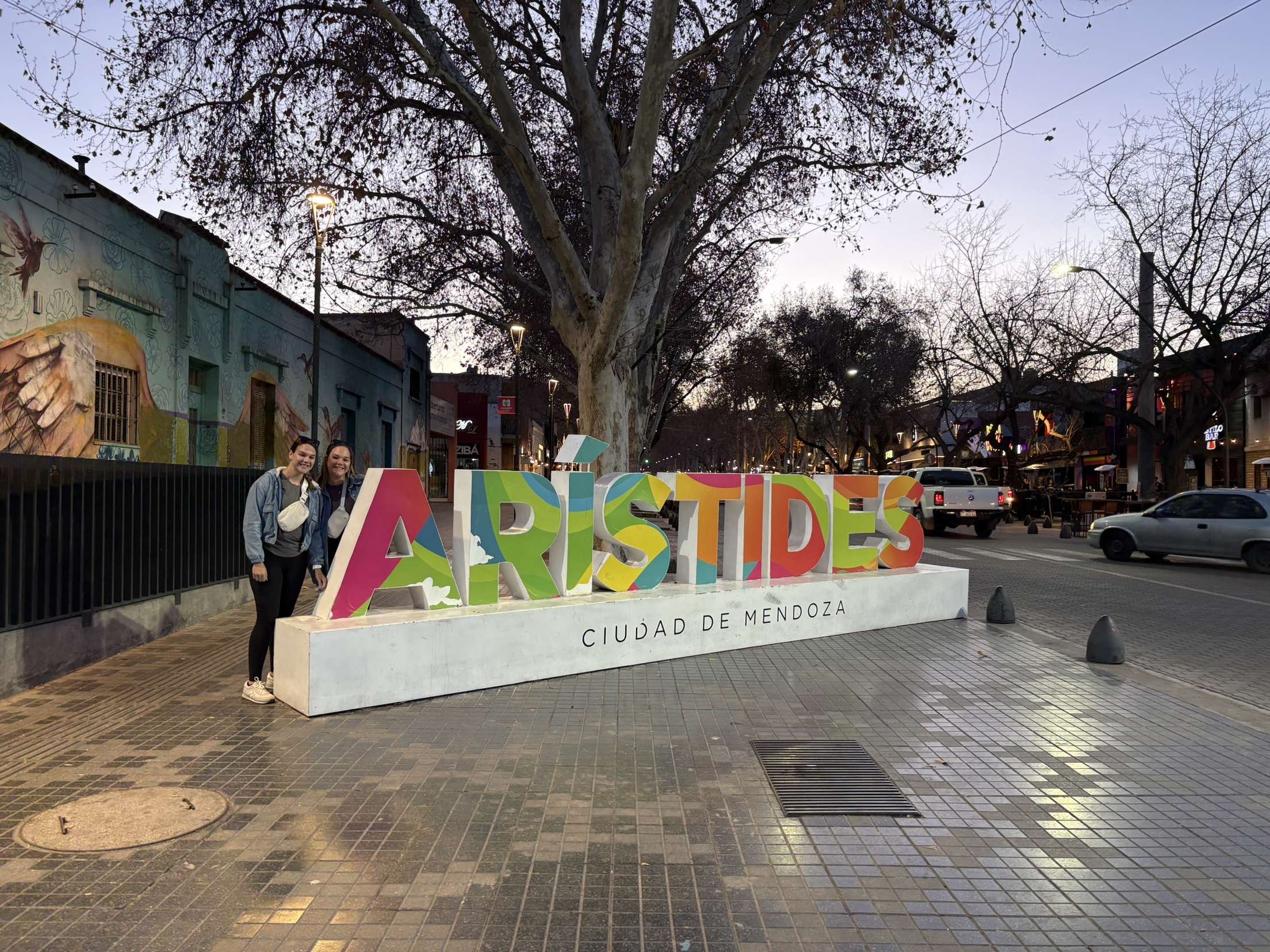 My twin sister and I (when she came to visit me) at Arístides, the street for nightlife in Mendoza