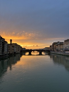 Sunset looking over the Arno River, with the Ponte Vecchio in the background!