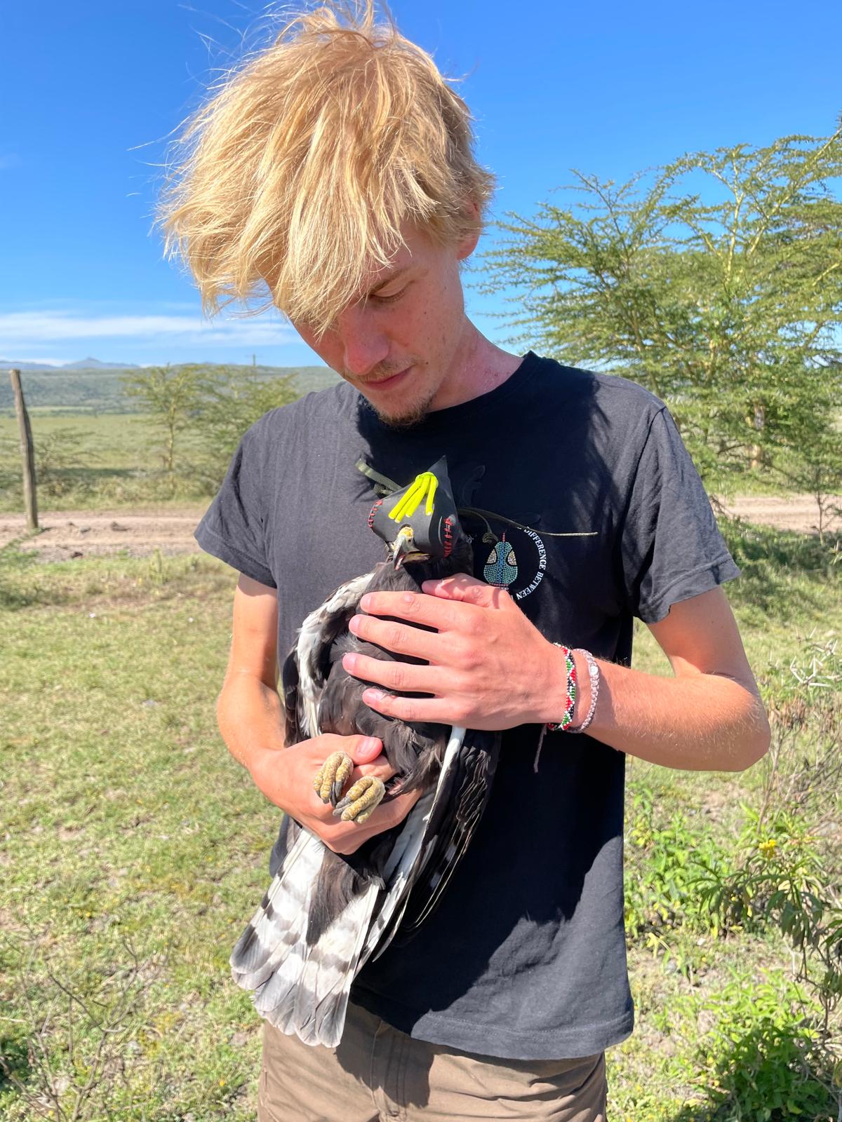 Me holding a Long-crested Eagle
