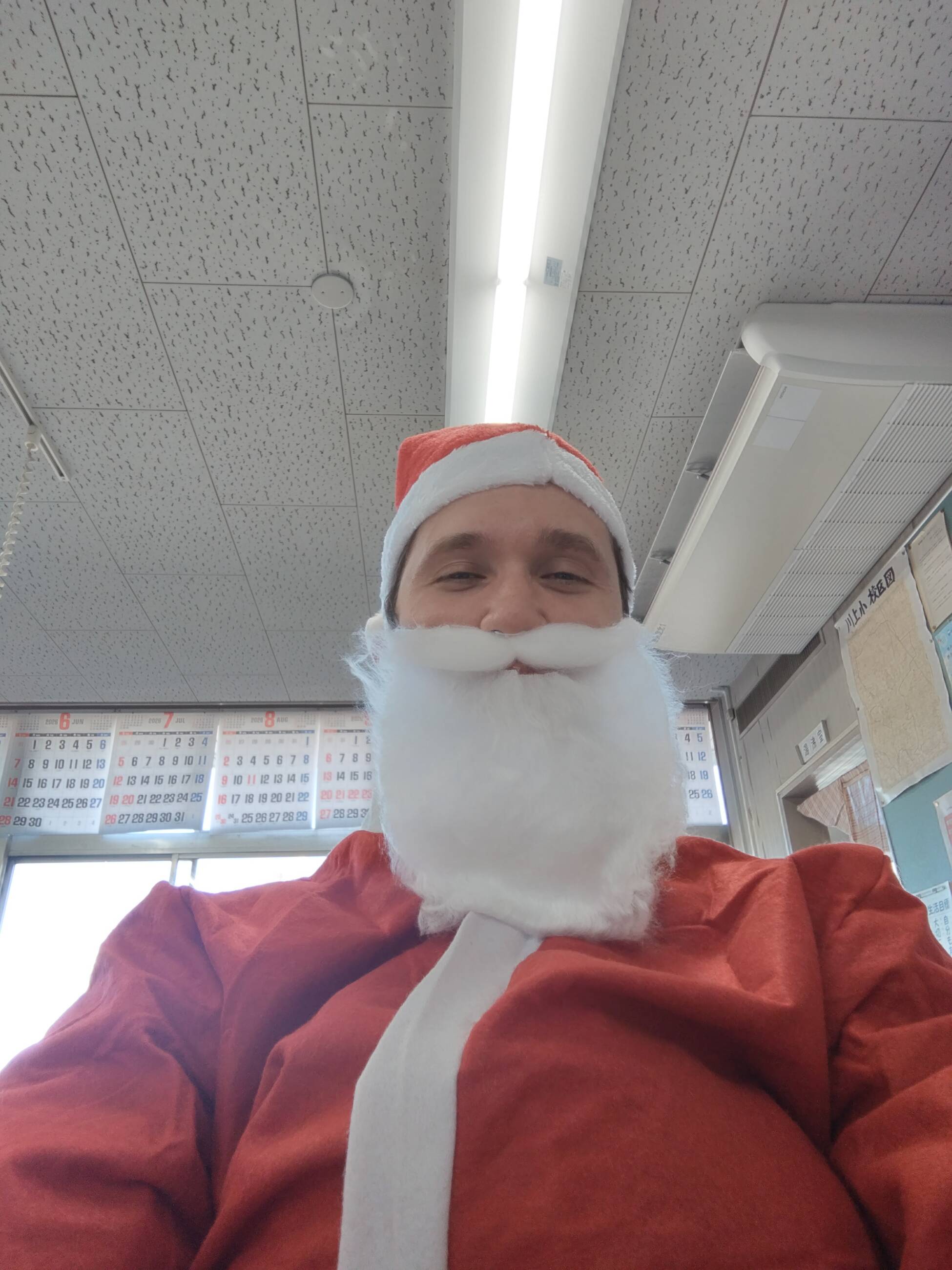 Dressing up as Santa for the kids 