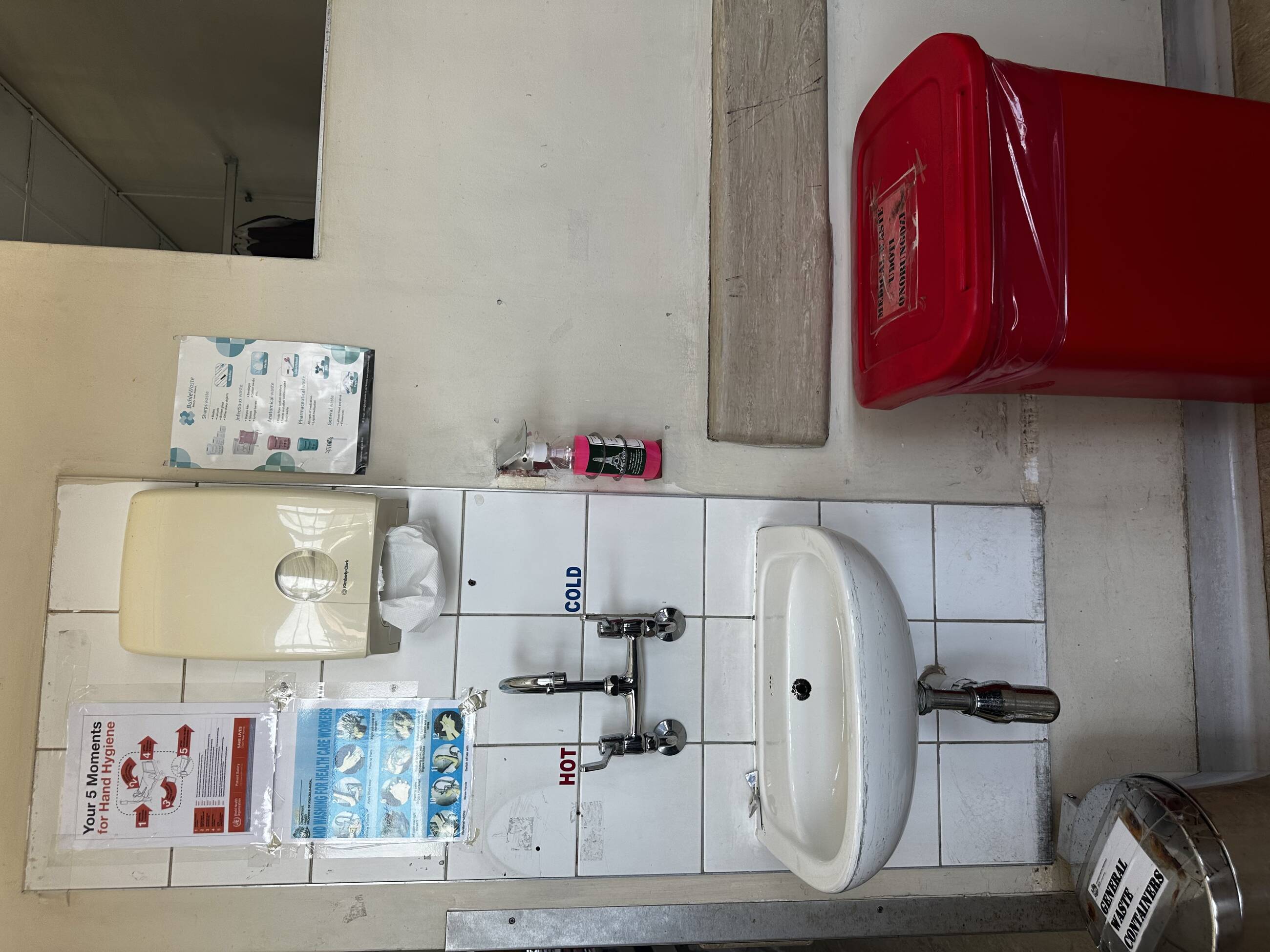 Sink set up in the hospital