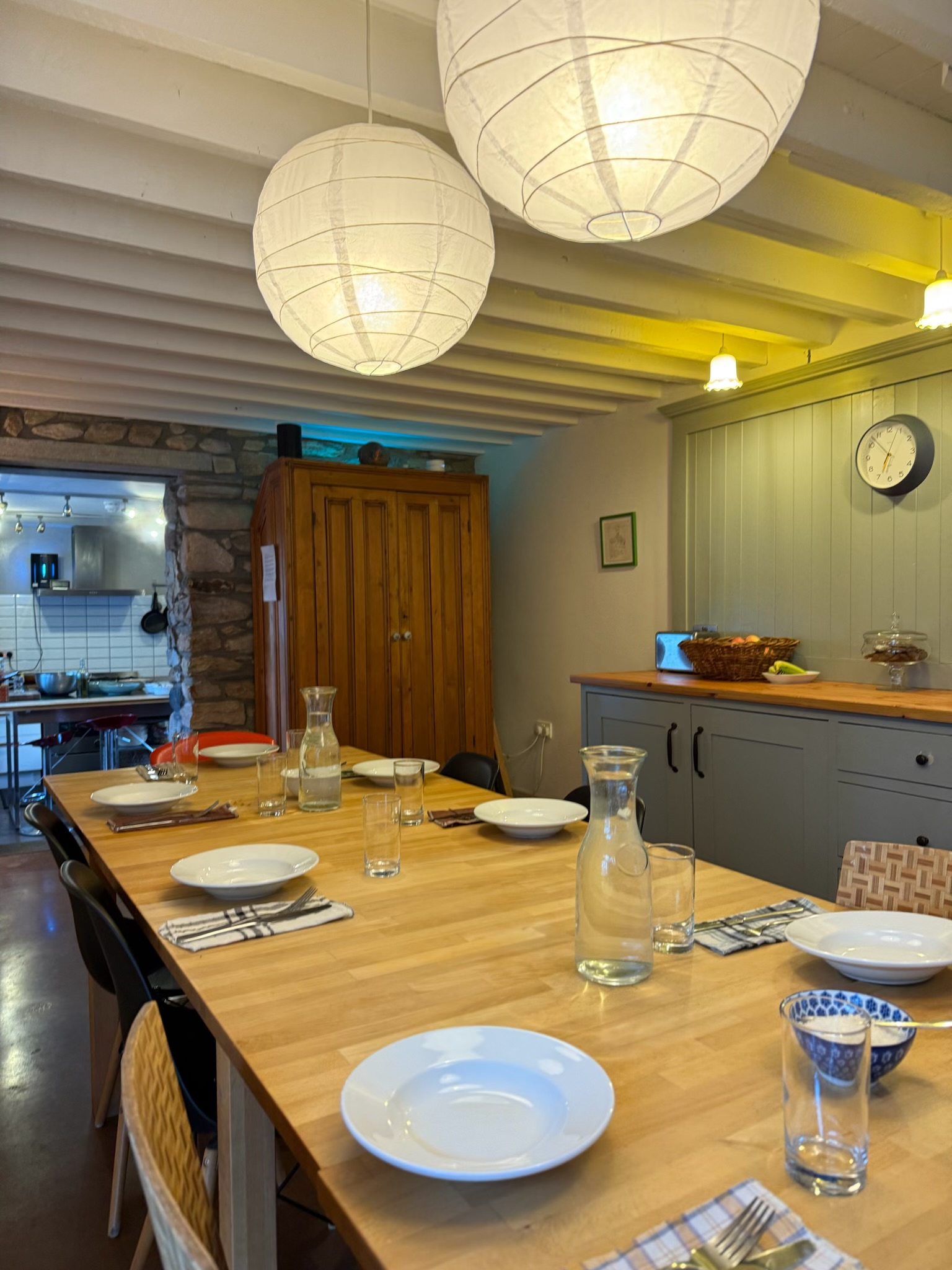 table for daily group dinners