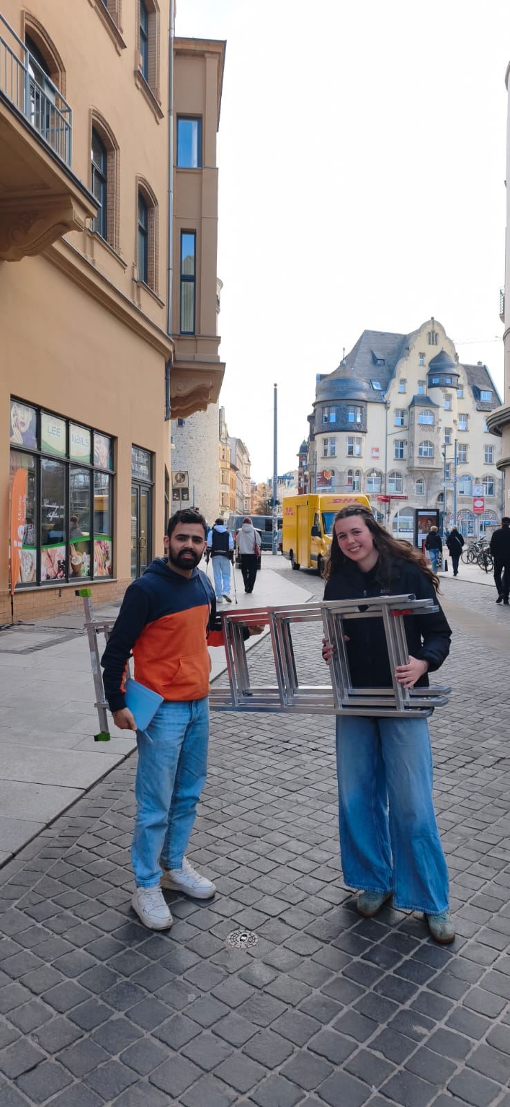 borrowing a ladder for the center