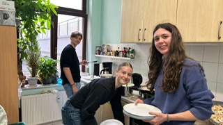 helping out in the kitchen
