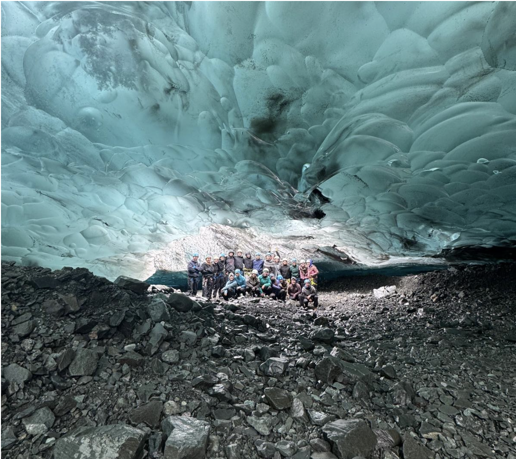 The SIT: Climate Change and the Arctic study abroad group in an ice cave