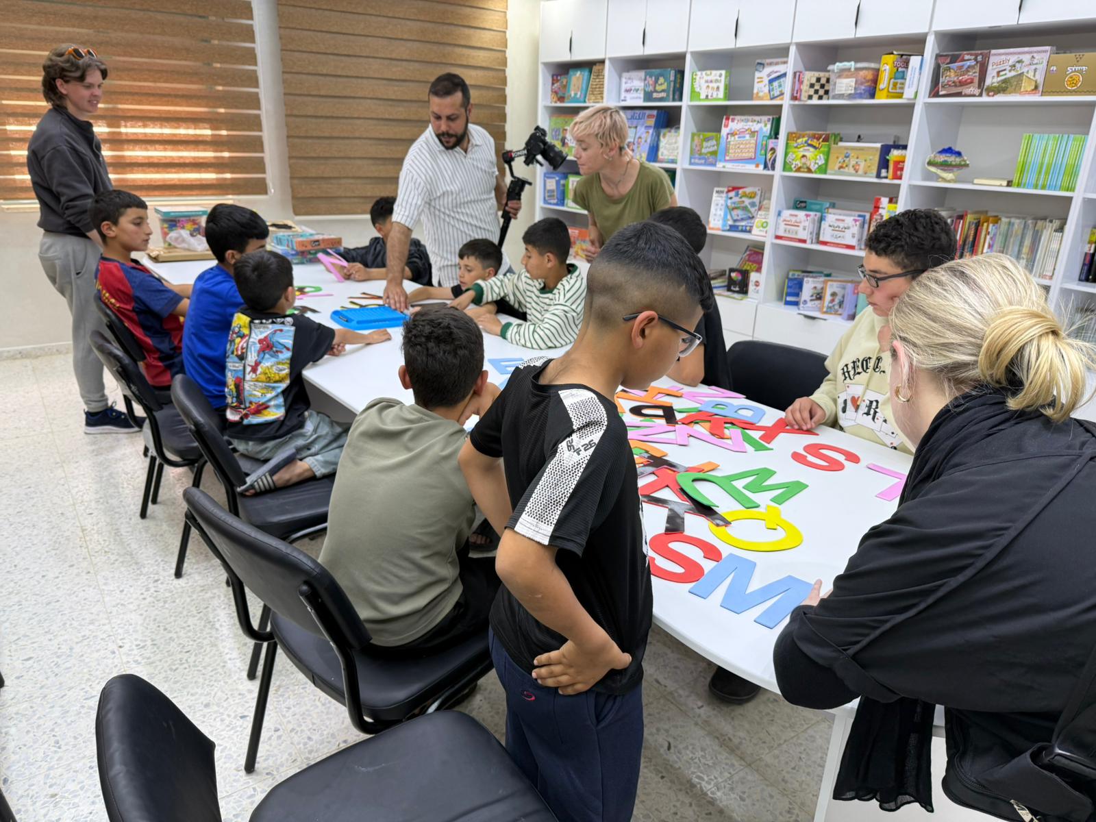Teaching at the boys orphan school in Hebron