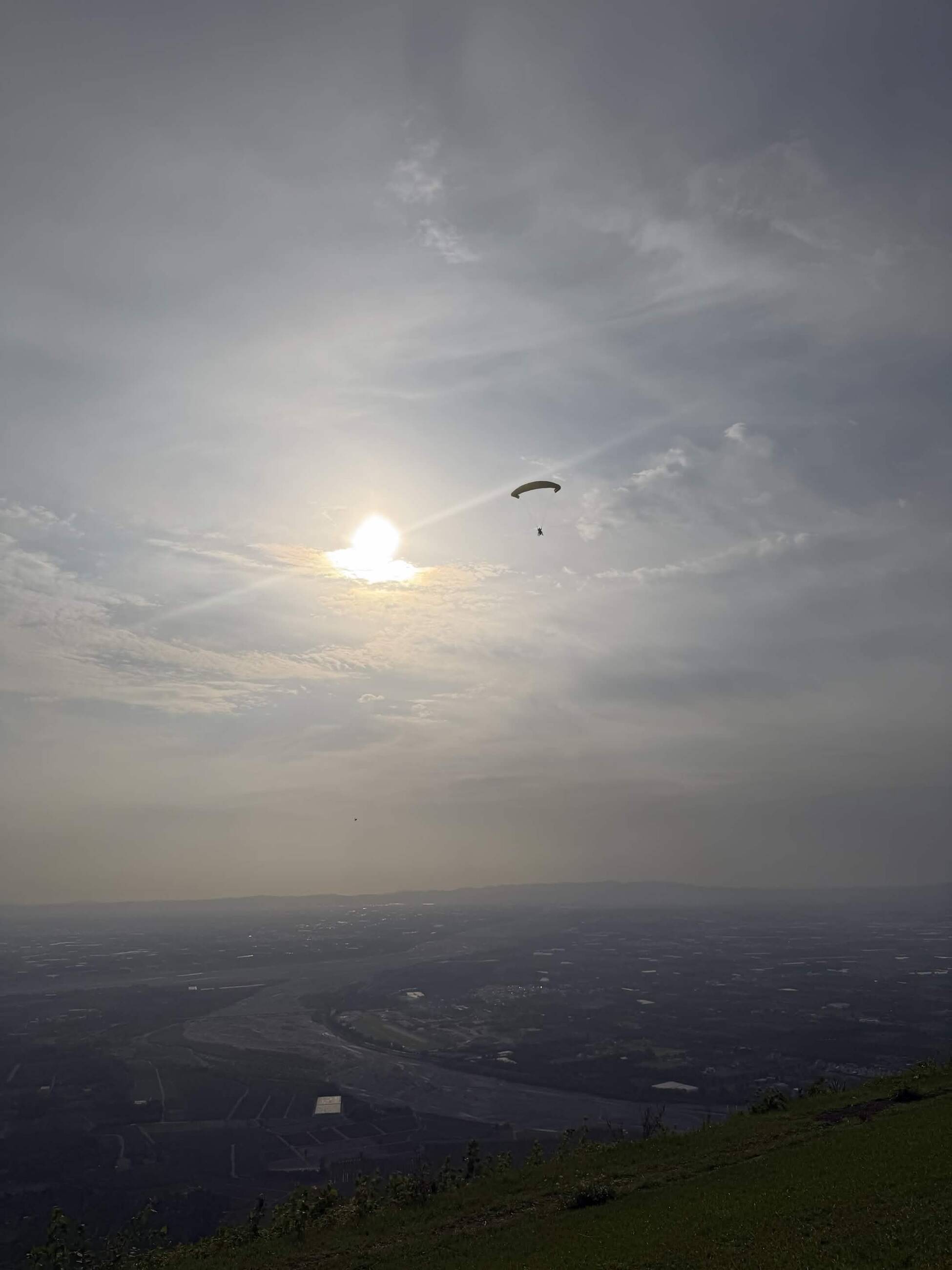 Paragliding over farmland in Pingtung