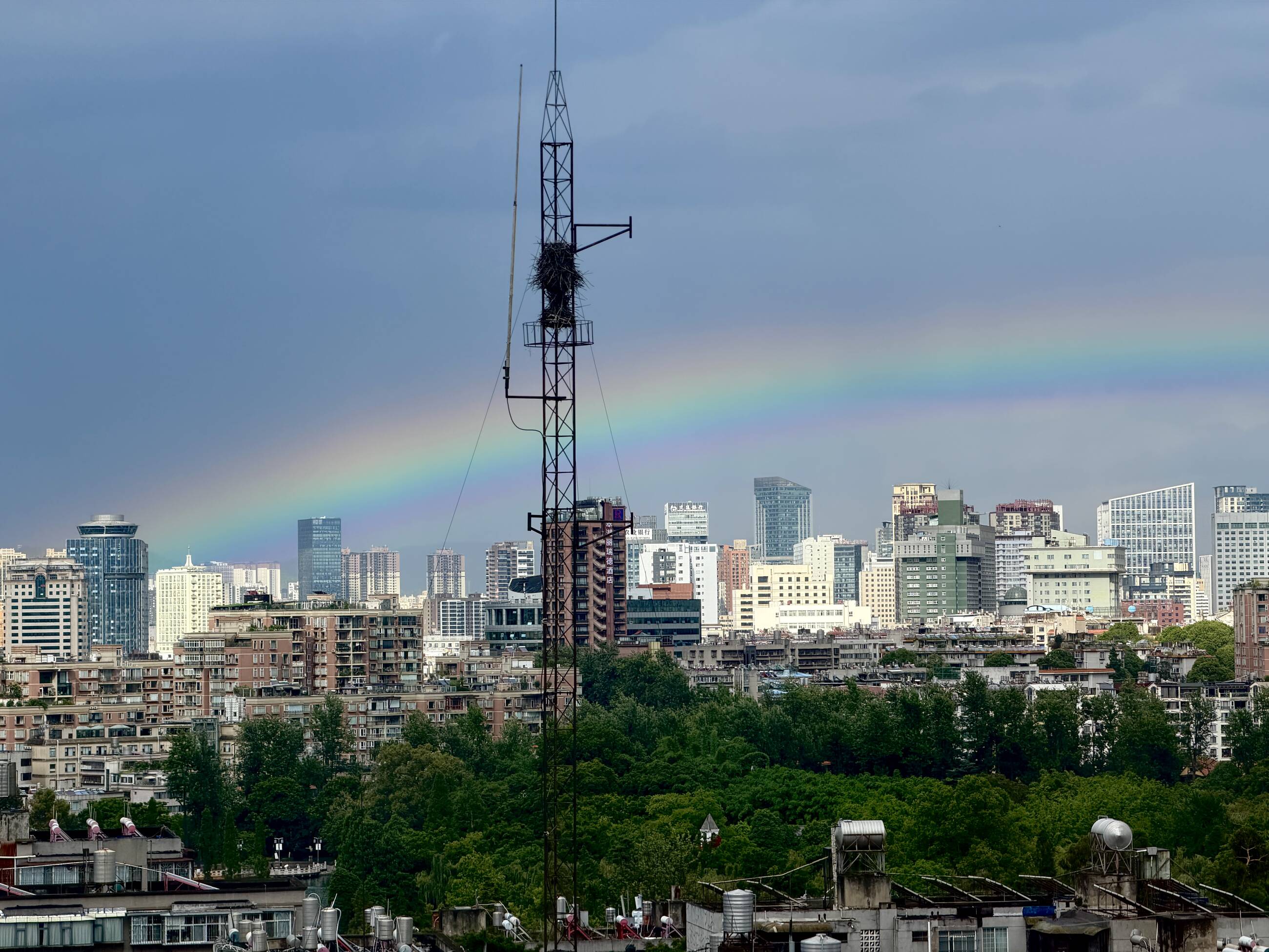 Rainbow over Keats School as seen from east Kunming
