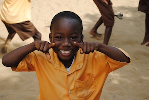 Boy in Ghana pointing