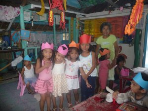 Kids in the classroom at a GVN partner school in the Philippines