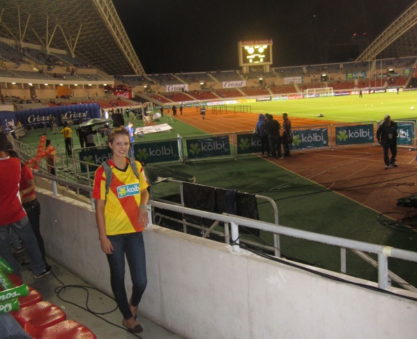 Kirby at football stadium