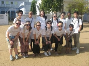 Quinn and fellow DWC India volunteers on the first day at the construction site