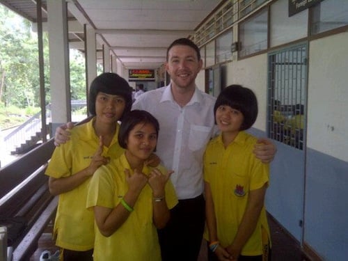 Alex Grant with his students in Thailand