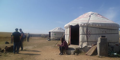 Racheal at a traditional yurt in the grasslands