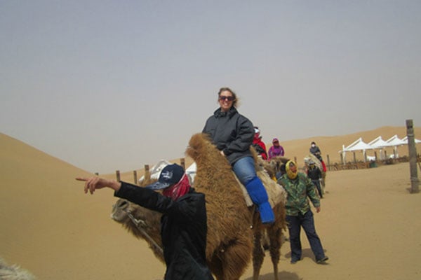 Bethany on a camel