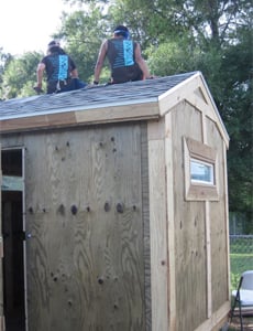 Volunteers working on a project 