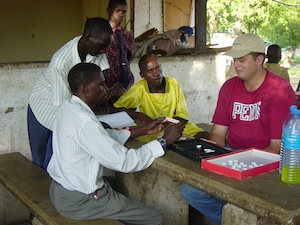 Man sitting on a bench in Tanzania