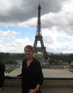 Alex in front of the Eiffel Tower