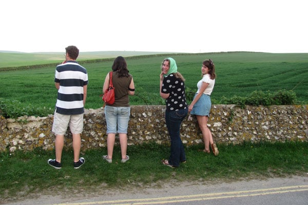 Amanda with some friends in Brighton, England