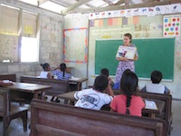 Carrie teaching in a classroom