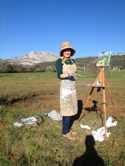 Maddison painting en plien air at Mount Sainte Victoire.