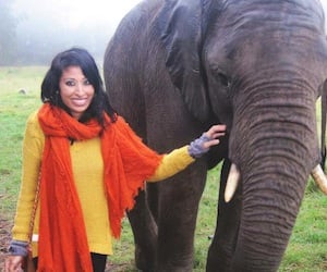 Sangeeta with an elephant