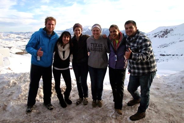 API students skiing