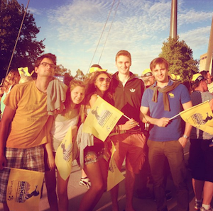 University of Canberra students celebrating their team