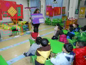 Samantha teaching her students in Beijing
