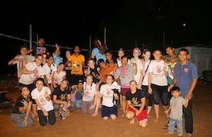 Volunteers with Cambodian children