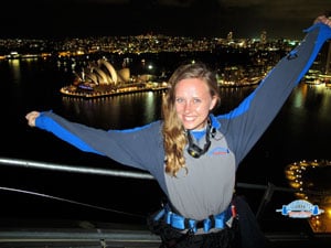 Standing on top of the Sydney Harbour Bridge
