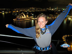 Standing on top of the Sydney Harbour Bridge