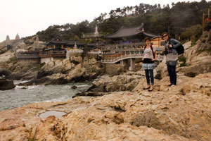 Mitzie with her friend in Korea