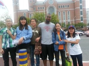 Norman and some of his students.