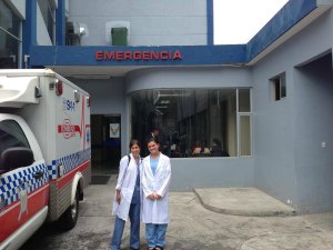 My friend and I posing in front of the Emergency entrance. That day we were taug