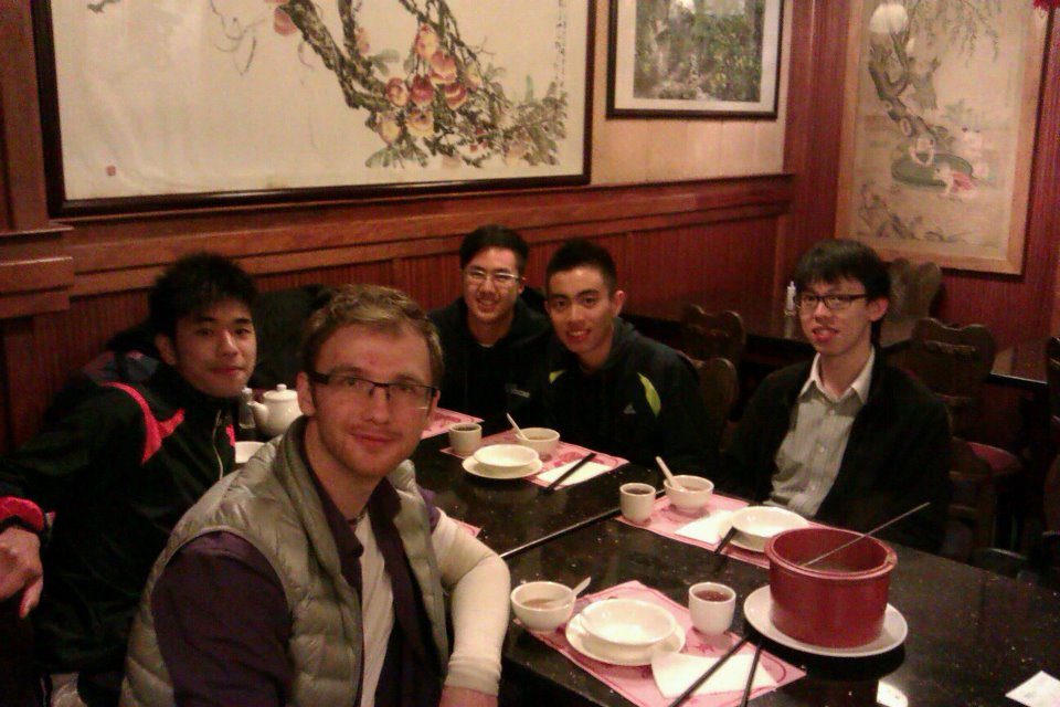 Andrew and friends hanging out over tasty Chinese food!