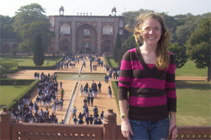 A volunteer exploring famous sites in India