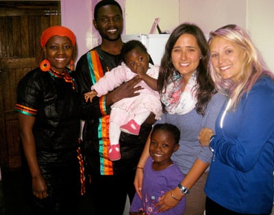 Sarah with her host family in Zambia