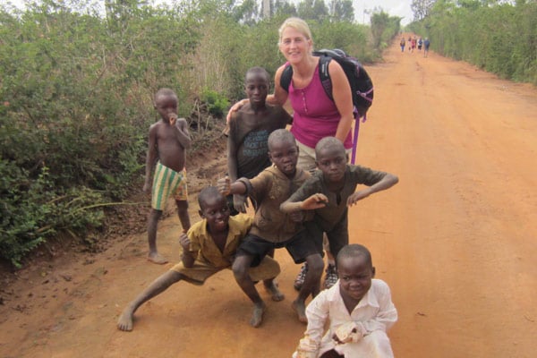 Kim Hotzon volunteering in Uganda with DWC
