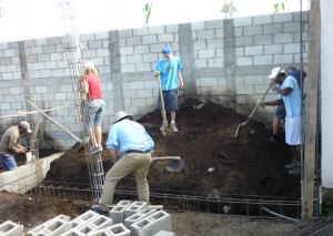 Volunteers working on the site.