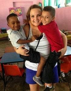 Stephanie with some of the children.