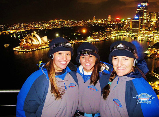 Amy Morin climbing to the top of Harbor Bridge, Sydney