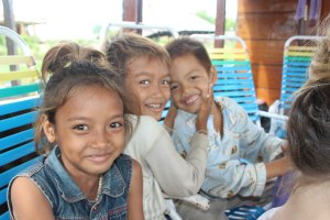 Three of the kids from the school.