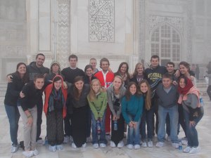 Celebrating Christmas at the Taj Mahal in India.