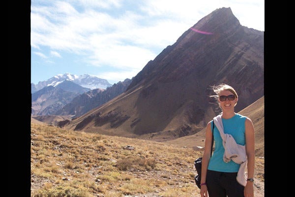 Laura at the base of Aconcagua, Argentina