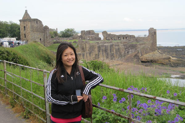 Jessica in front of St. Andrew's Castle