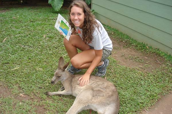 Bethany meeting one of the locals in Australia