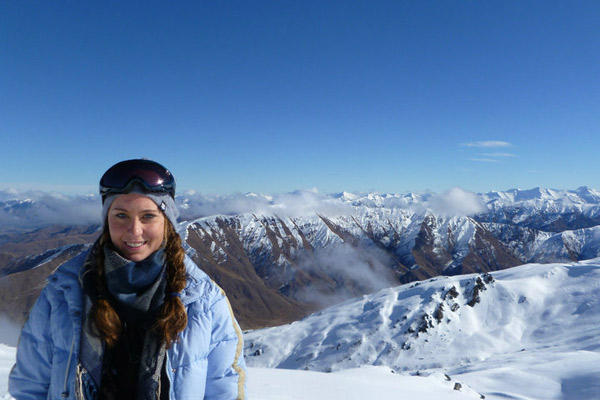 Caitlin at the top of the world at Wanaka