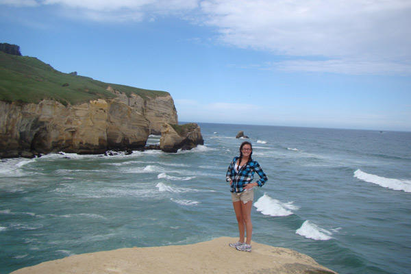 Kelsey at the famous Tunnel Beach in New Zealand!