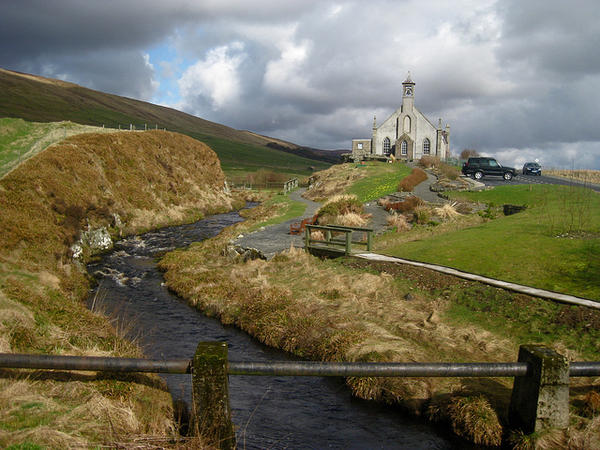 A beautiful shot of a church in Shetland, Scotland